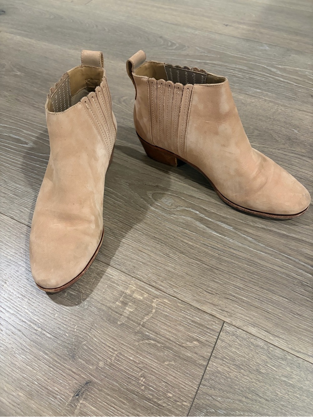 Jack Rogers Suede Ankle Booties in Light Beige
